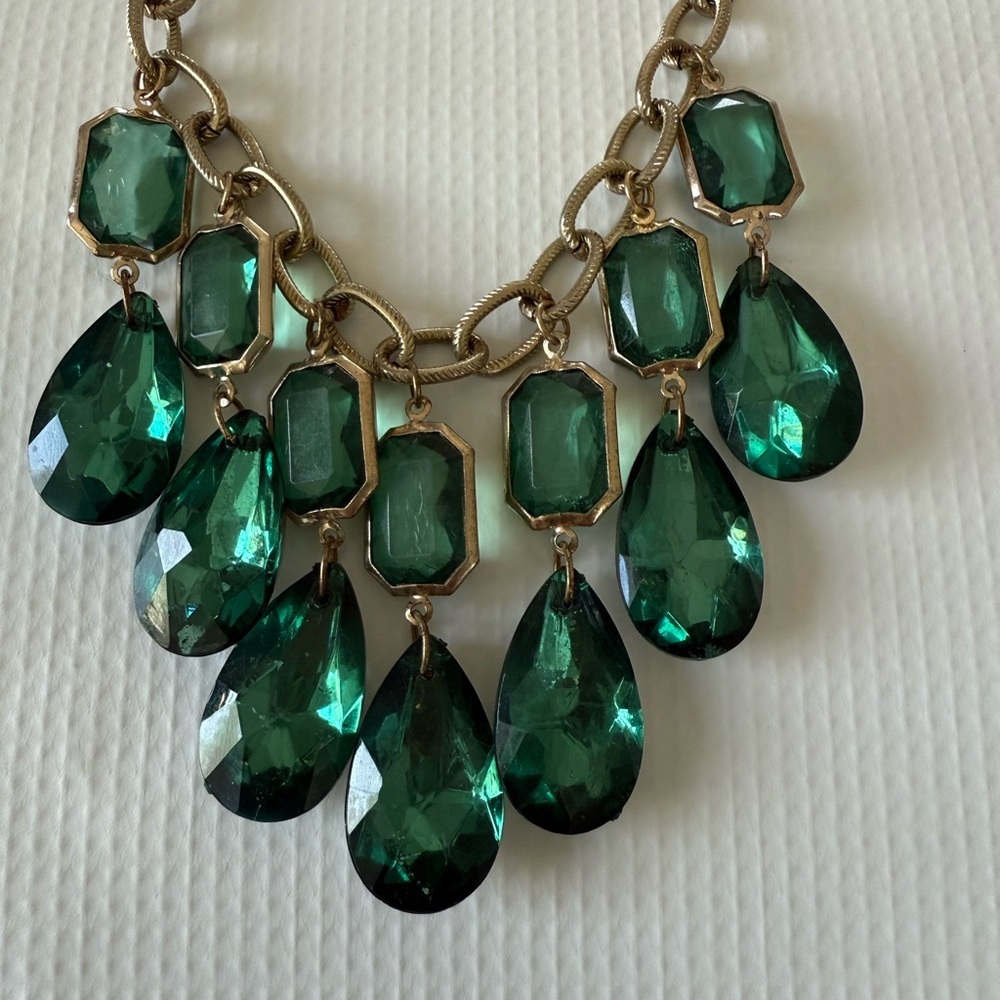 Elegant Gold and Green Statement Necklace - Picture 4 of 7